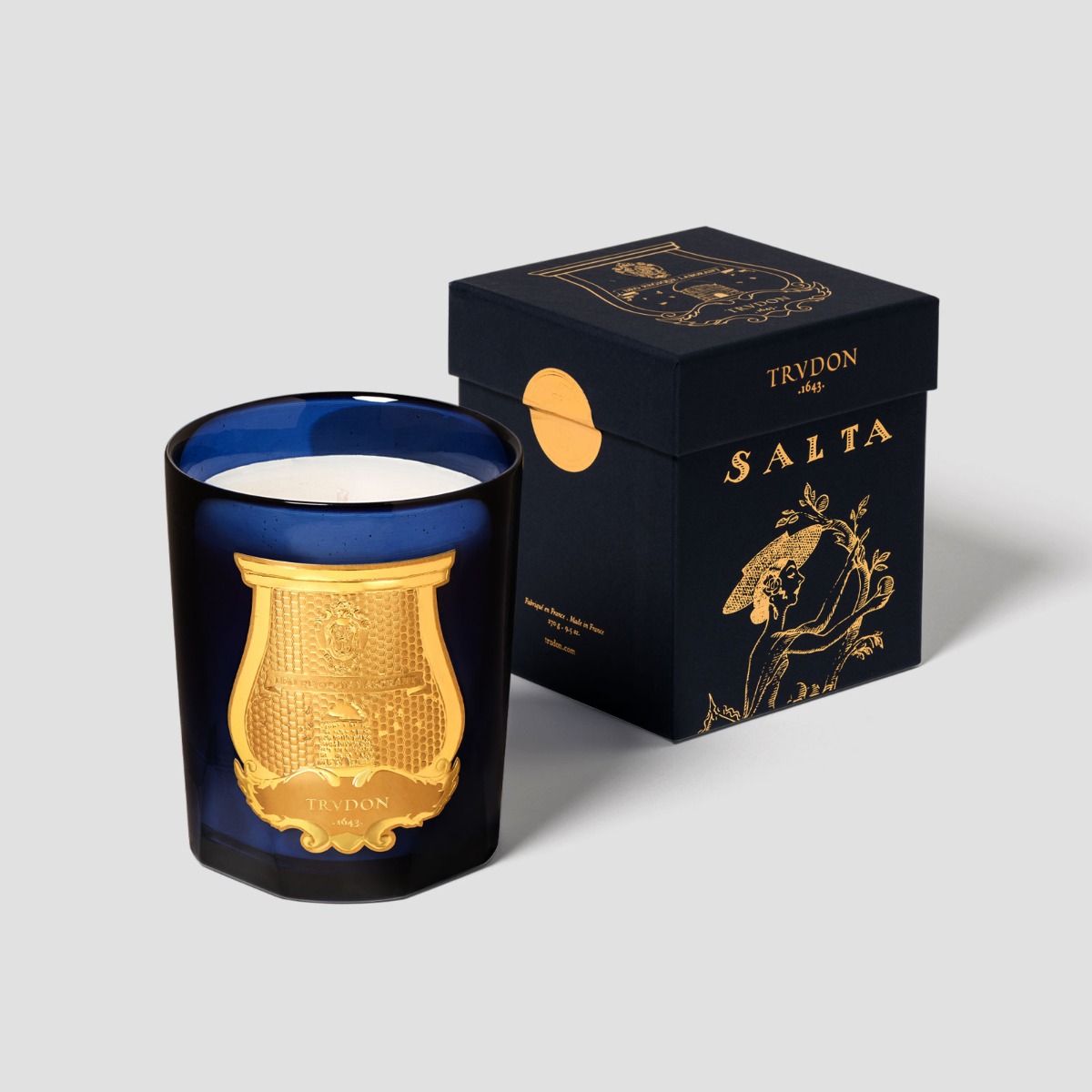 Trudon - classic scented candle Salta - Belles Matières Collection packshot with box