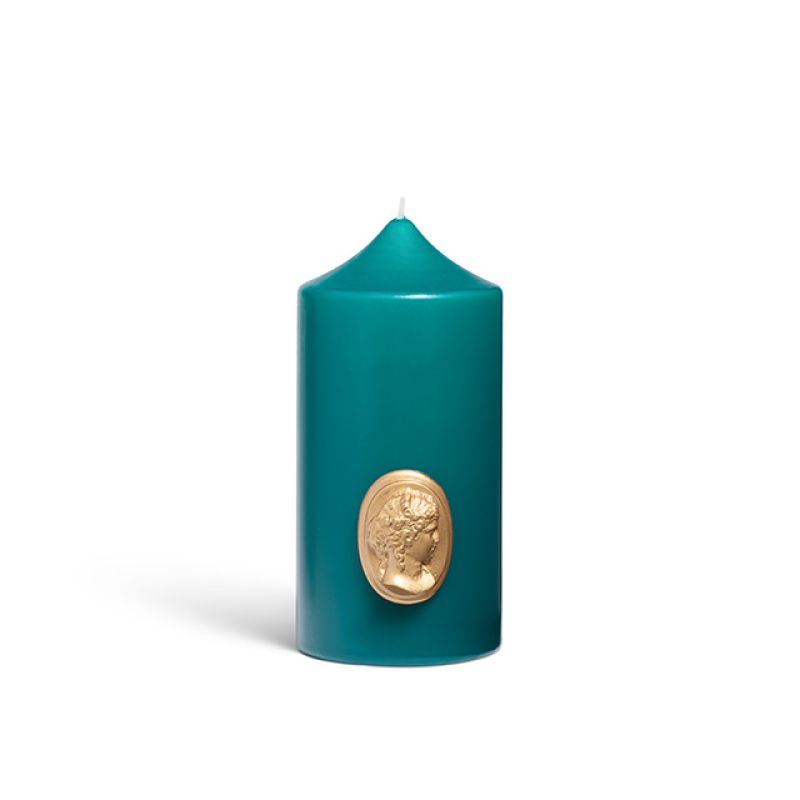 Peacock Blue Pillar Candle