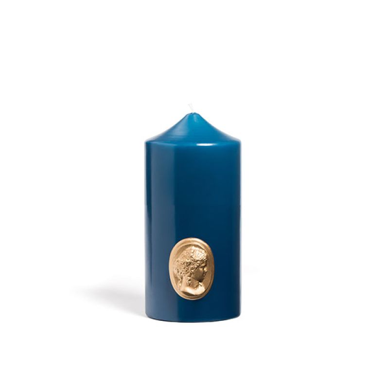 Cornflower blue pillar candle