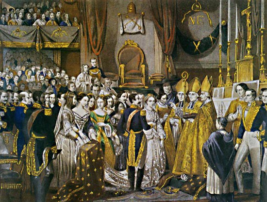Mediabakery - Photo by Age Fotostock - Wedding of Napoleon III with Eugenie  de Montijo in the Notre-Dame cathedral of Paris on 30 January 1853, France